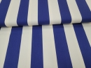 Baumwolle- Streifen, breit- blau-ecru